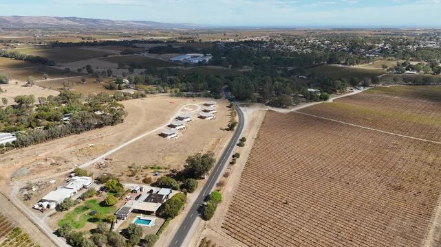 Adelaide Hills Wine Country, Kuitpo, South Australia &ndash; 4K Aerial Drone Footage of K1 Wines Vineyards, Scenic Lake, Cellar Door, Autumn Vineyards, Forests and Fleurieu Peninsula Countryside