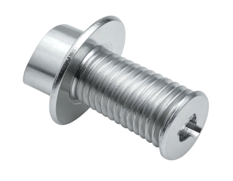 Metal component with threaded shaft and washer