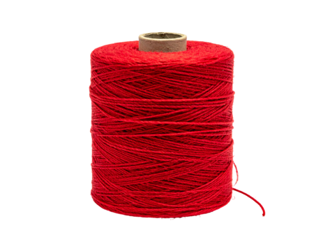 A spool of vibrant red thread