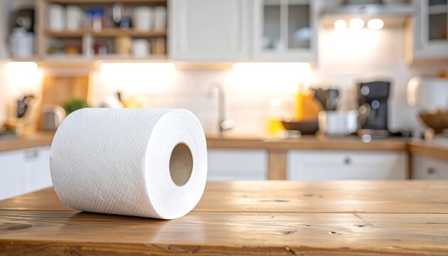 Kitchen roll on a wooden table