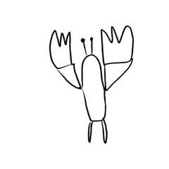 ザリガニ、川、イラスト、癒し、可愛い、手描き