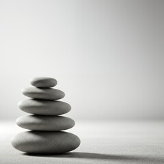 Minimalist zen stone tower with smooth surface, isolated background