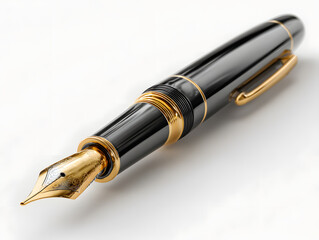 Luxury fountain pen with gold nib and black body 