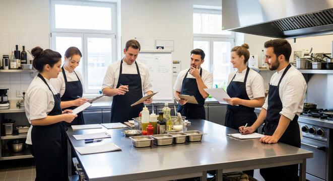 Kitchen Staff Planning Menu During Team Meeting