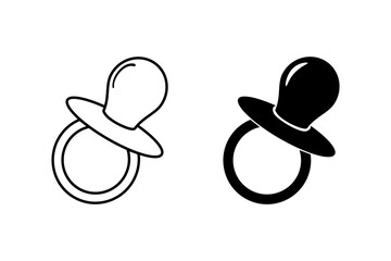Baby pacifier icon, Pacifier icon. Line and Silhouette style for website or mobile app. Flat vector illustration design isolated on white background.