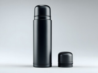 Matte black travel thermos with screw cap