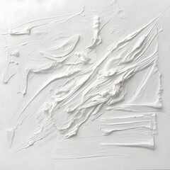 Closeup texture of white plaster smeared on a wall surface with visible strokes and irregular patterns, perfect for abstract backgrounds, minimal design, or creative artistic projects