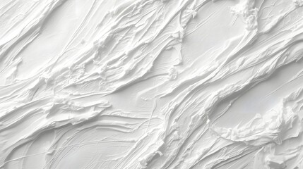 Obraz premium Closeup texture of white plaster smeared on a wall surface with visible strokes and irregular patterns, perfect for abstract backgrounds, minimal design, or creative artistic projects