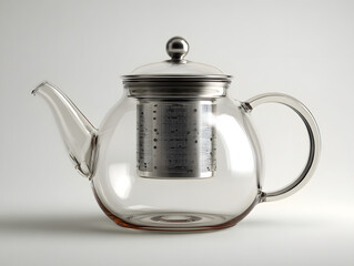 Minimalist glass teapot with stainless steel infu