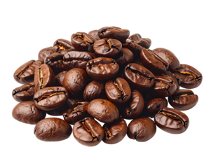 Roasted coffee beans piled high