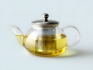 Minimalist glass teapot with stainless steel infu