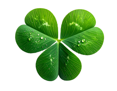 Close-up of a vibrant green clover leaf with water droplets (1)