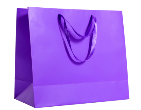 Purple gift bag with ribbon handles