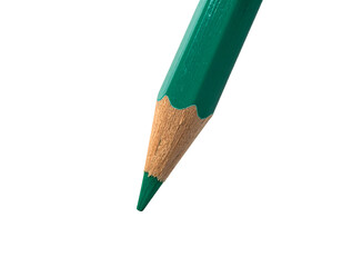 Close-up of a vibrant green colored pencil's tip against a black background
