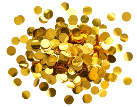 Golden circular confetti cluster