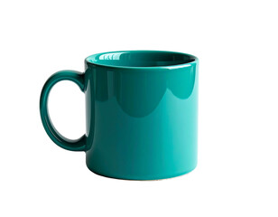 Teal ceramic mug, glossy finish, simple design