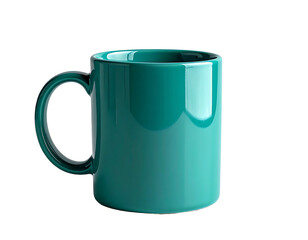 Teal mug, glossy finish, simple design