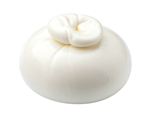 Round, white, soft-ripened cheese with a knot top