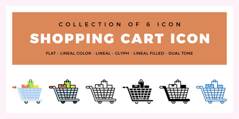 Pack of 6 Vector shopping cart icon