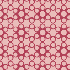 Seamless Floral Circle Pattern &ndash; Pink and Red Geometric Vector Design
