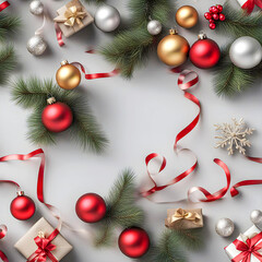 Christmas background with christmas tree and decorations