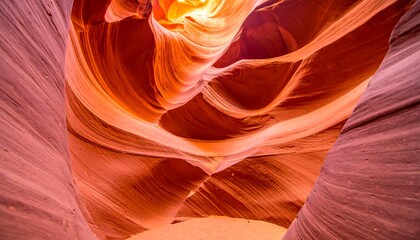Swirling sandstone canyon walls, illuminated