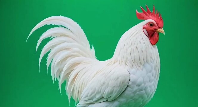 Rooster against green-screen background.4k video. 