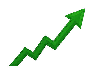 Green upward-pointing arrow with zigzag pattern