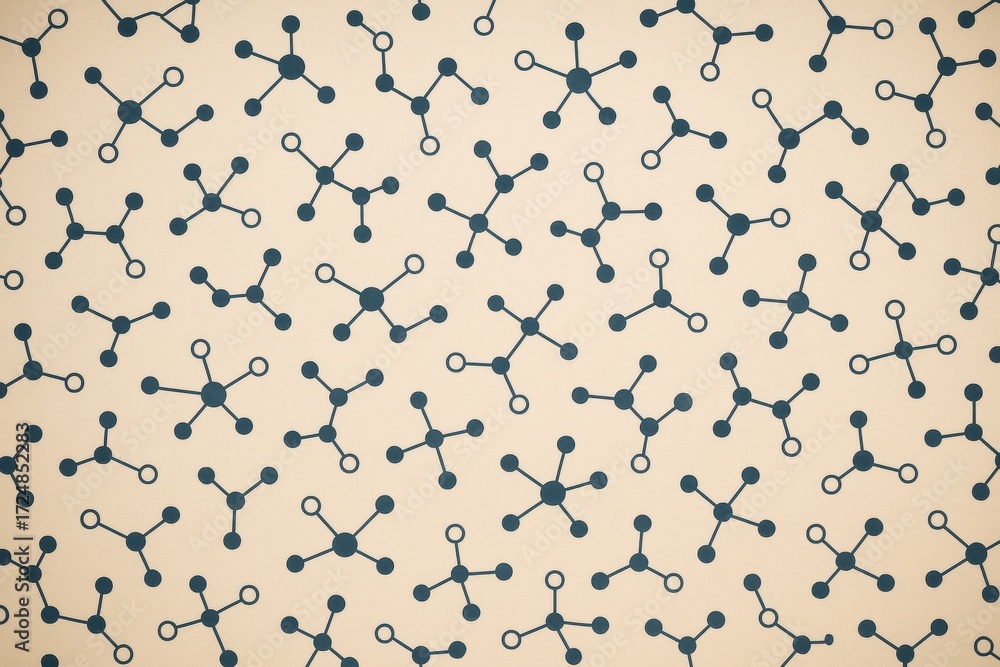Poster seamless pattern of dark abstract molecular structures on light background representing science and 