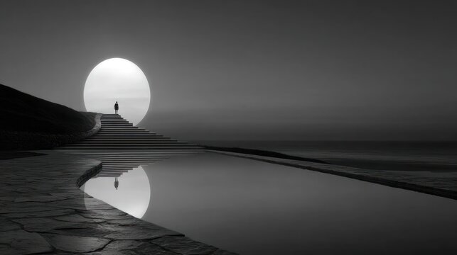 Solitary figure landscape silhouette