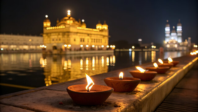 Decorative lamps at the Golden Temple - Powered by Adobe