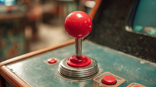 Relive retro gaming glory with a classic arcade joystick and buttons, sparking nostalgic fun and excitement for vintage enthusiasts.