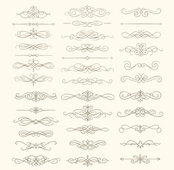Calligraphic Design Elements and Page Decoration. vintage vector hand drawn swirls for design