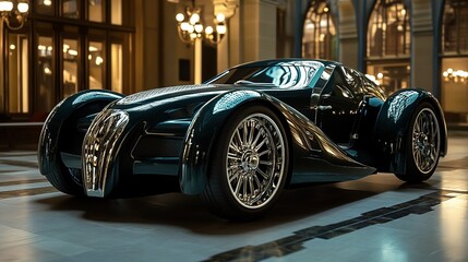 Futuristic car in elegant interior