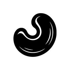 Black silhouette of a single cashew nut