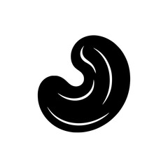 Black silhouette of a single cashew nut