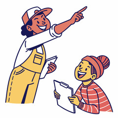 Happy characters pointing at you with inviting hand gesture. Smiling people choosing, recruiting, hiring, wanting with finger, indicating choice. Flat vector illustration isolated on white background