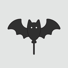 Cute Bat Balloon Halloween Vector Illustration. Playful bat-shaped balloon in flat style, ideal for Halloween party decor, spooky crafts, and seasonal design projects