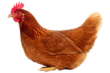 Fototapeta premium Brown hen is brooding isolated on transparent cutout background, cut out, png