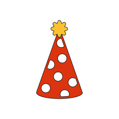 Party Hat with Polka Dots Vector Illustration