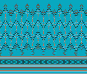  A rich blend of geometry and tradition thai kranok patterns with colorful stripes lines on brown and blue background. Design for textiles, interior decor,  packaging with cultural themes.