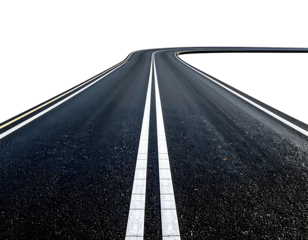 Empty highway curves into darkness