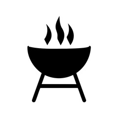 Stylized image of a barbecue grill with visible flames emitting upwards