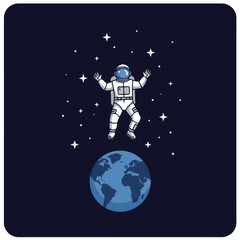 astronaut floating in space near earth.