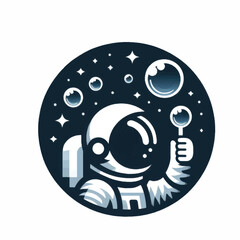 astronaut playing with bubbles in space.