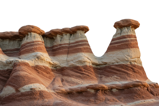 Painted Desert Hoodoos Rock Formations in Utah isolated on transparent cutout background, cut out, png