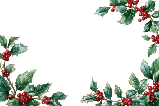 PNG Frosting holly frame border leaves leaf illustration.