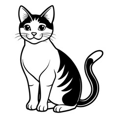 black and white cat cartoon