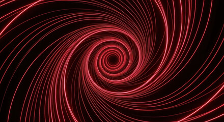 Fototapeta premium Abstract red spiral pattern with glowing lines creating a vortex effect against a black background
