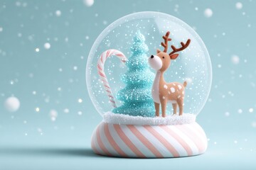 Christmas snow globe deer tree festive decoration